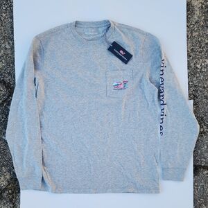 Vineyard Vines Men's Heather Gray Long Sleeve Tee